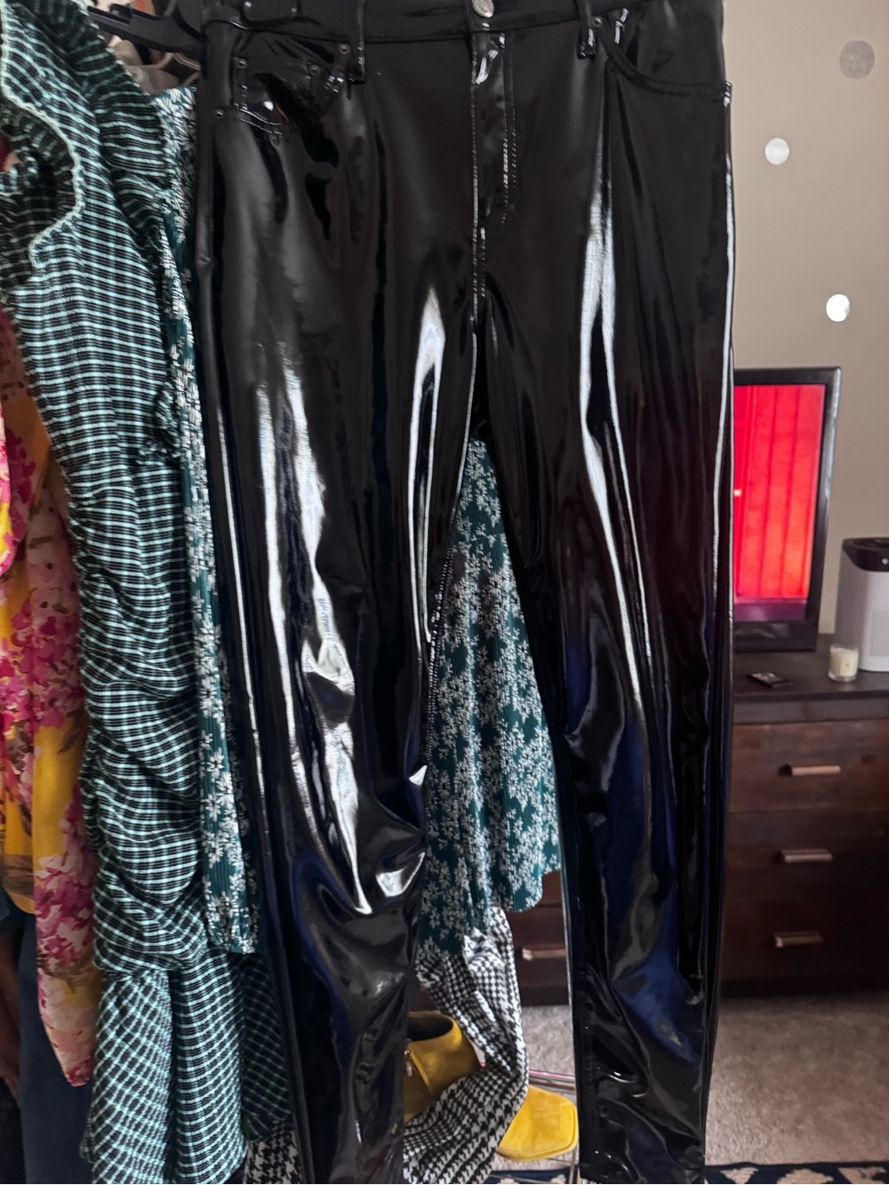 Topshop Black Patent Vinyl Skinny Pants